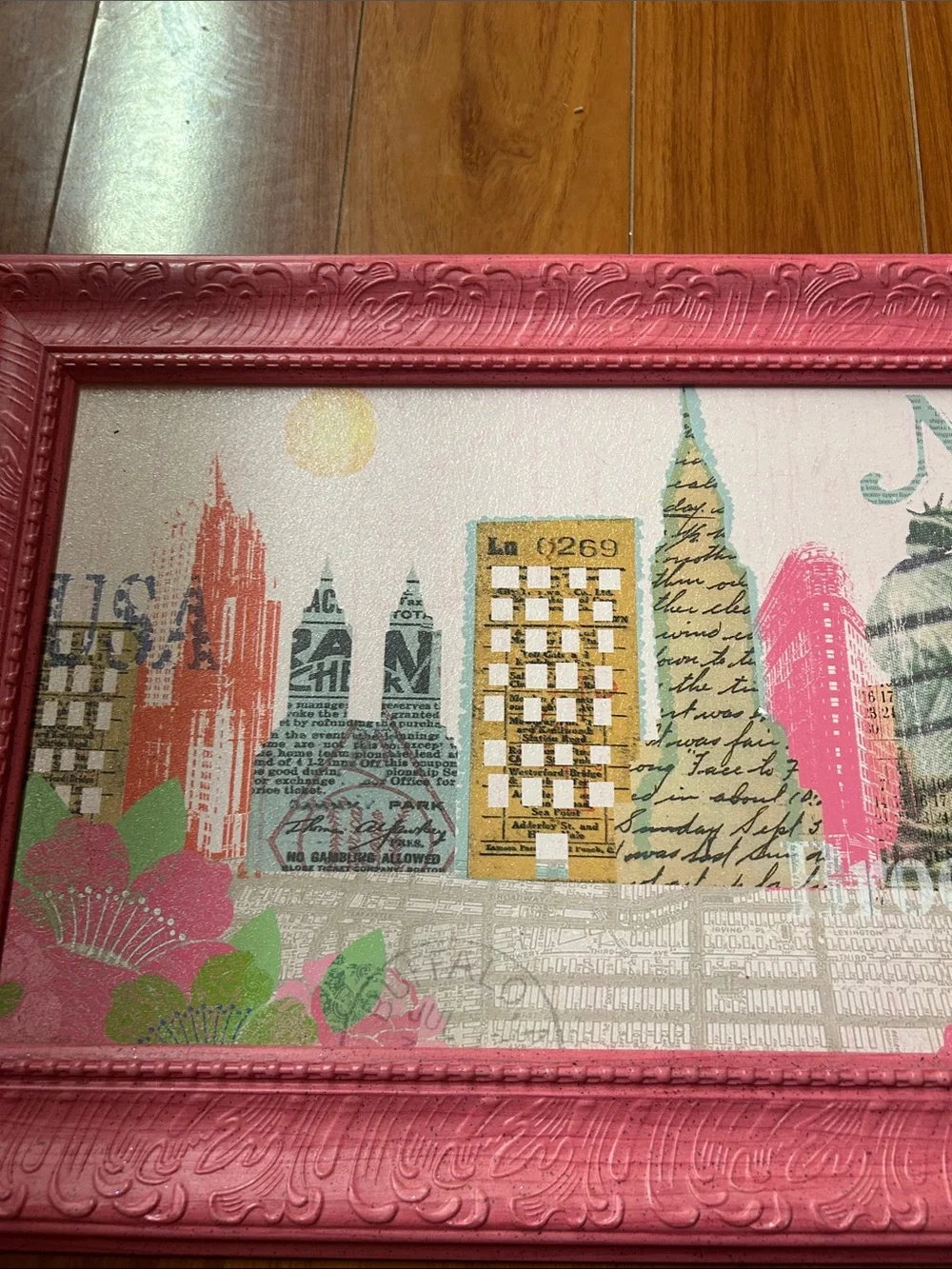 Vibrant Pink Framed New York Skyline Wall Art